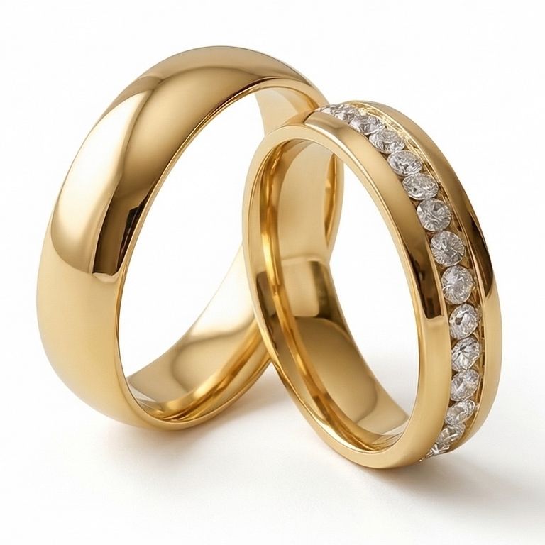 Złote klasyczne obraczki ślubne Blackberry® stal 316L para KO3