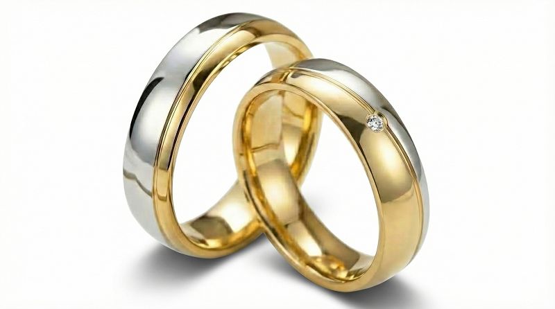 Złote klasyczne obrączki ślubne Blackberry® stal 316L para KO47