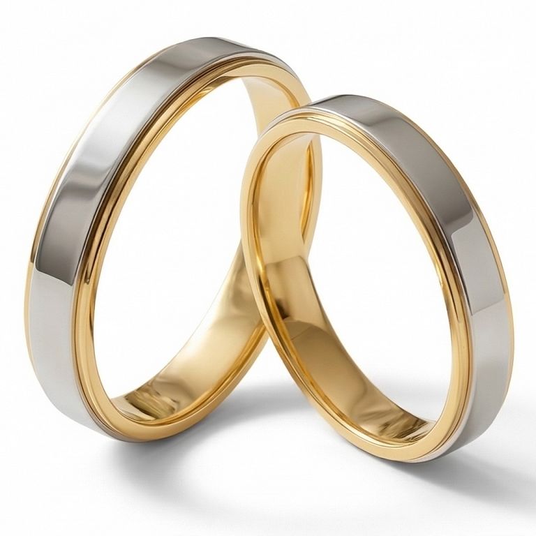 Złote klasyczne obrączki ślubne Blackberry® stal 316L para KO56