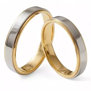 Obrączki ślubne stalowe złoto srebrne nowoczesne połysk 4 mm KO56