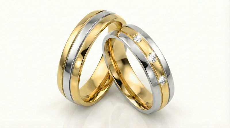 Złote klasyczne obrączki ślubne Blackberry® stal 316L para KO49