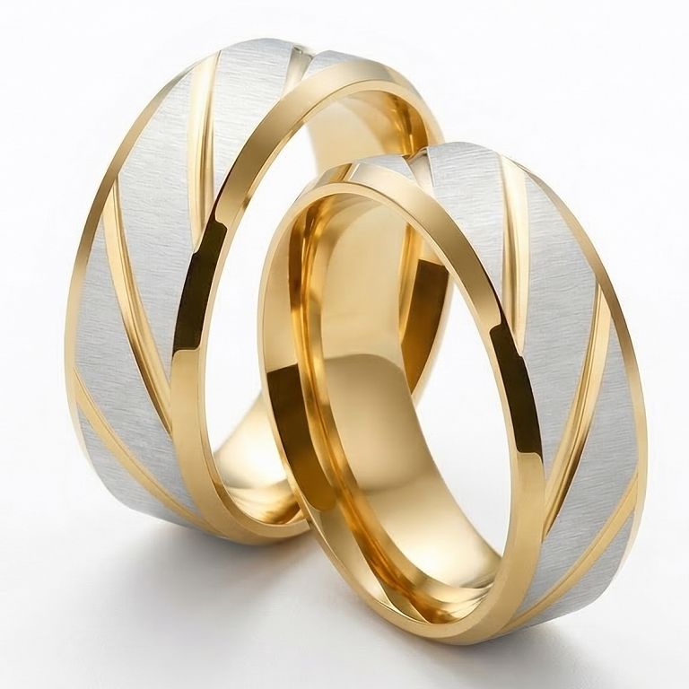 Złote srebrne nowoczesne obraczki ślubne Blackberry® stal 316L para KO5