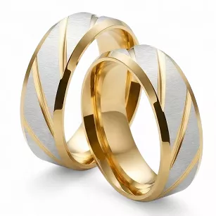 Obrączki ślubne złoto srebrne matowe stal chirurgiczna 316L 6mm para KO5