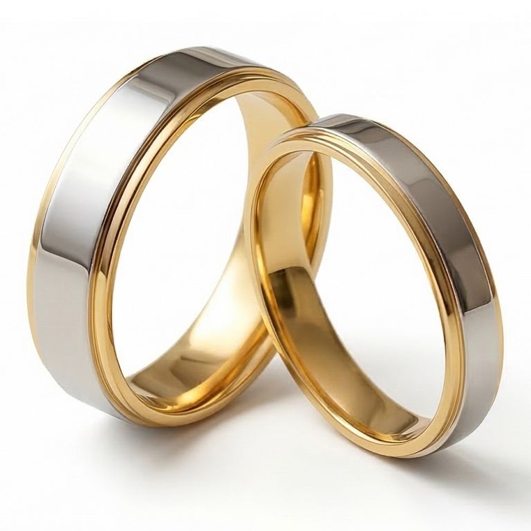 Złote klasyczne obrączki ślubne Blackberry® stal 316L para KO57