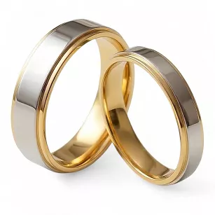 Obrączki ślubne stalowe złoto srebrne nowoczesne połysk 4/6 mm KO57