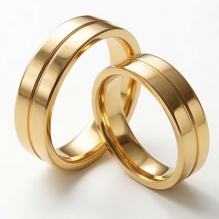 Złote klasyczne obrączki ślubne Blackberry® stal 316L para KO25