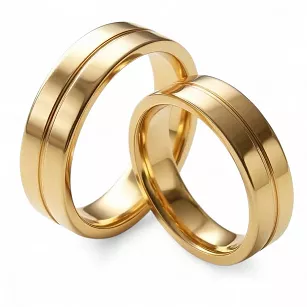 Obrączki ślubne stalowe złote klasyczne połysk frez 6 mm KO25