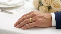 Obrączki ślubne złote klasyczne półokrągłe z cyrkonią stal chirurgiczna 316L 4/6mm para KO34 - 9