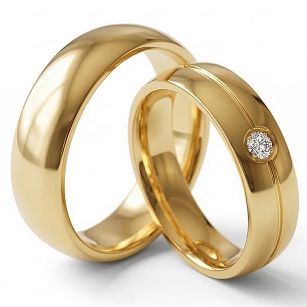 Złote klasyczne obrączki ślubne Blackberry® stal 316L para KO15