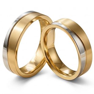 Złote klasyczne obrączki ślubne Blackberry® stal 316L para KO29
