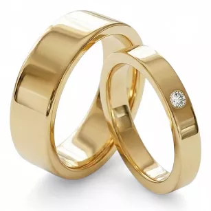 Obrączki ślubne stalowe złote eleganckie z cyrkonią połysk 4/6 mm KO41