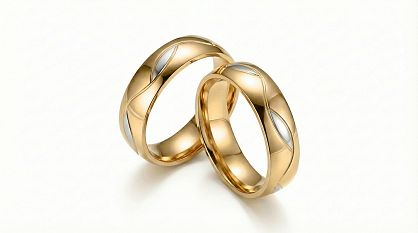 Złote klasyczne obrączki ślubne Blackberry® stal 316L para KO28