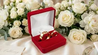 Obrączki ślubne złote fazowane z cyrkonią stal chirurgiczna 316L 4/8mm para KO39 - 5