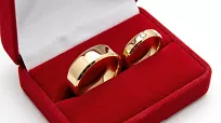 Obrączki ślubne złote fazowane z cyrkonią stal chirurgiczna 316L 4/8mm para KO39 - 6