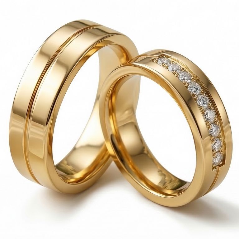 Złote klasyczne obrączki ślubne Blackberry® stal 316L para KO6
