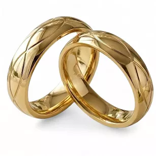 Obrączki ślubne stalowe złote klasyczne linie fale połysk 6 mm KO31