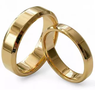 Obrączki ślubne złote fazowane stal chirurgiczna 316L 4/6mm para KO35