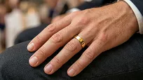 Obrączki ślubne stalowe złote klasyczne płaskie połysk 6 mm KO44 - 9
