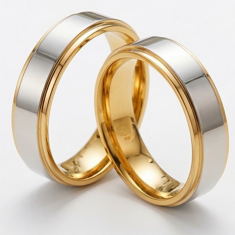 Złote klasyczne obrączki ślubne Blackberry® stal 316L para KO16