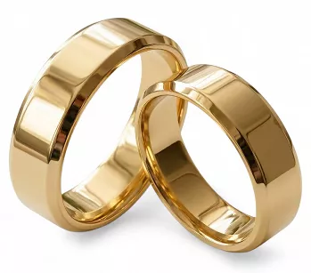 Obrączki ślubne złote fazowane stal chirurgiczna 316L 8mm para KO14