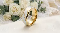 Obrączki ślubne stalowe dwukolorowe złoto srebro eleganckie 4/8 mm KO53 - 4