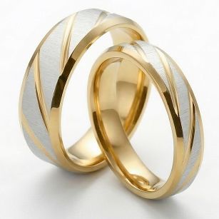 Złote srebrne nowoczesne obraczki ślubne Blackberry® stal 316L para KO53