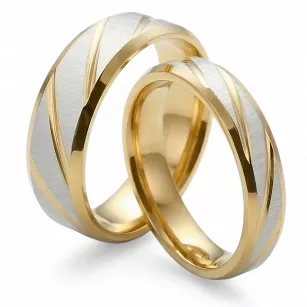 Obrączki ślubne stalowe dwukolorowe złoto srebro eleganckie 4/8 mm KO53