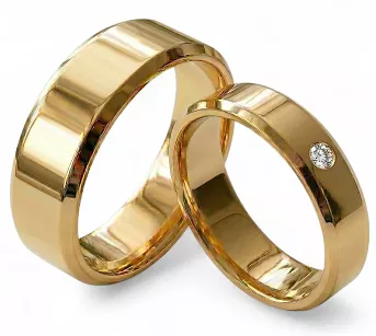 Obrączki ślubne złote fazowane z cyrkonią stal chirurgiczna 316L 6/8mm para KO40