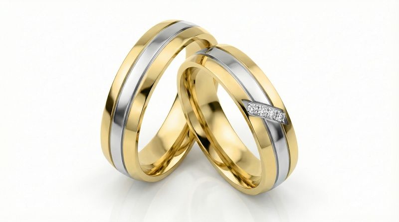 Złote klasyczne obrączki ślubne Blackberry® stal 316L para KO12