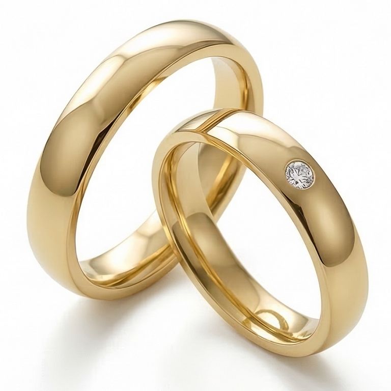 Złote klasyczne obrączki ślubne Blackberry® stal 316L para KO18