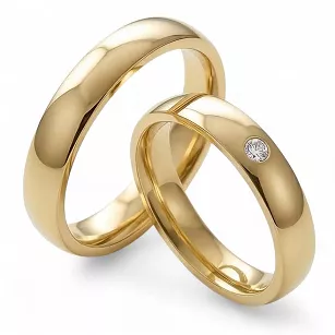 Obrączki ślubne złote klasyczne półokrągłe z cyrkonią stal chirurgiczna 316L 4mm para KO18