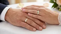 Obrączki ślubne stalowe złoto-srebrne asymetryczne z cyrkonią 6 mm KO7 - 7