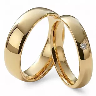 Obrączki ślubne złote klasyczne półokrągłe z cyrkonią stal chirurgiczna 316L 4/6mm para KO33