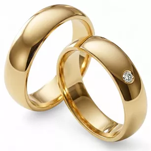 Obrączki ślubne złote klasyczne półokrągłe z cyrkonią stal chirurgiczna 316L 6mm para KO50