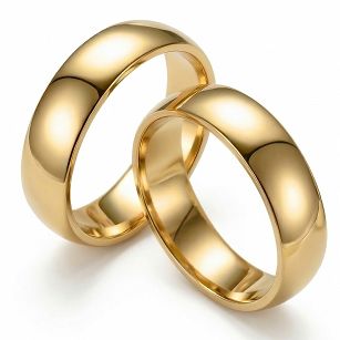 Złote klasyczne obrączki ślubne Blackberry® stal 316L para KO1