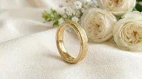 Obrączki ślubne stalowe złote eleganckie mat połysk krawędzie 4/6 mm KO55 - 4