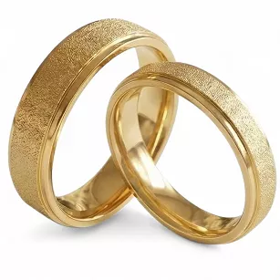 Obrączki ślubne stalowe złote eleganckie mat połysk krawędzie 4/6 mm KO55