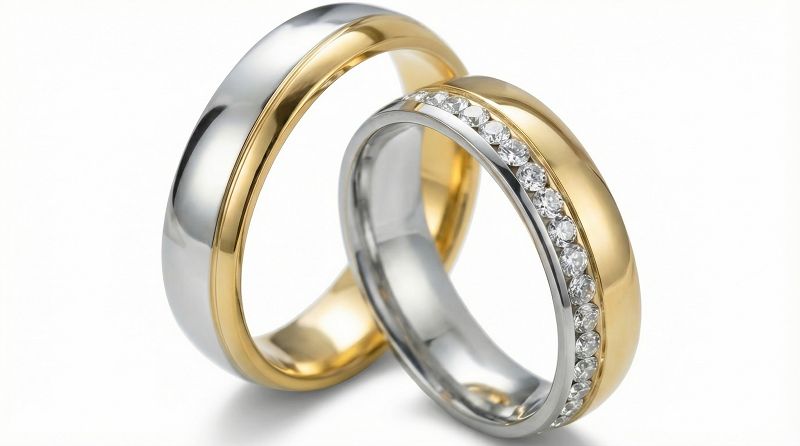 Złote klasyczne obrączki ślubne Blackberry® stal 316L para KO45