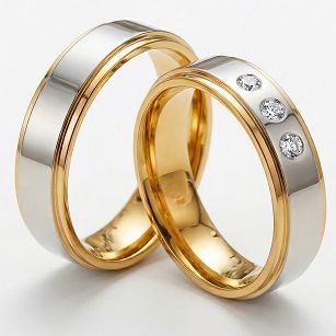 Złote klasyczne obrączki ślubne Blackberry® stal 316L para KO48