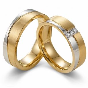 Złote klasyczne obrączki ślubne Blackberry® stal 316L para KO11