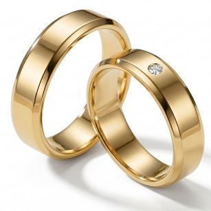 Złote klasyczne obraczki ślubne Blackberry® stal 316L para KO4