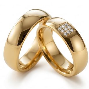 Złote klasyczne obrączki ślubne Blackberry® stal 316L para KO22